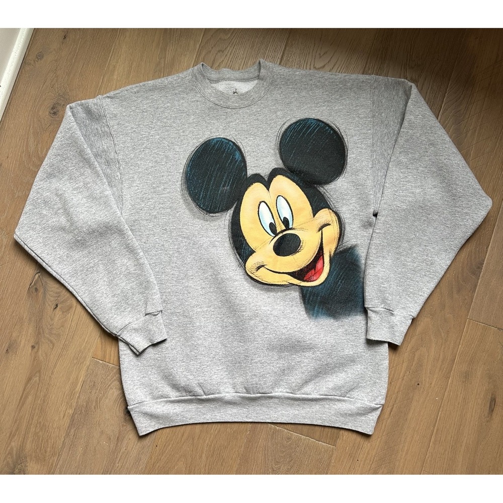 Disney World x Hanes Mickey Mouse Sketch Graphic Sweatshirt Gray Medium